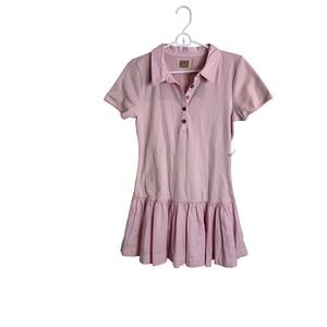 Free-est‎ Dress Womens Medium Pink Polo Shirt Ruffle Hem Casual Short Sleeve